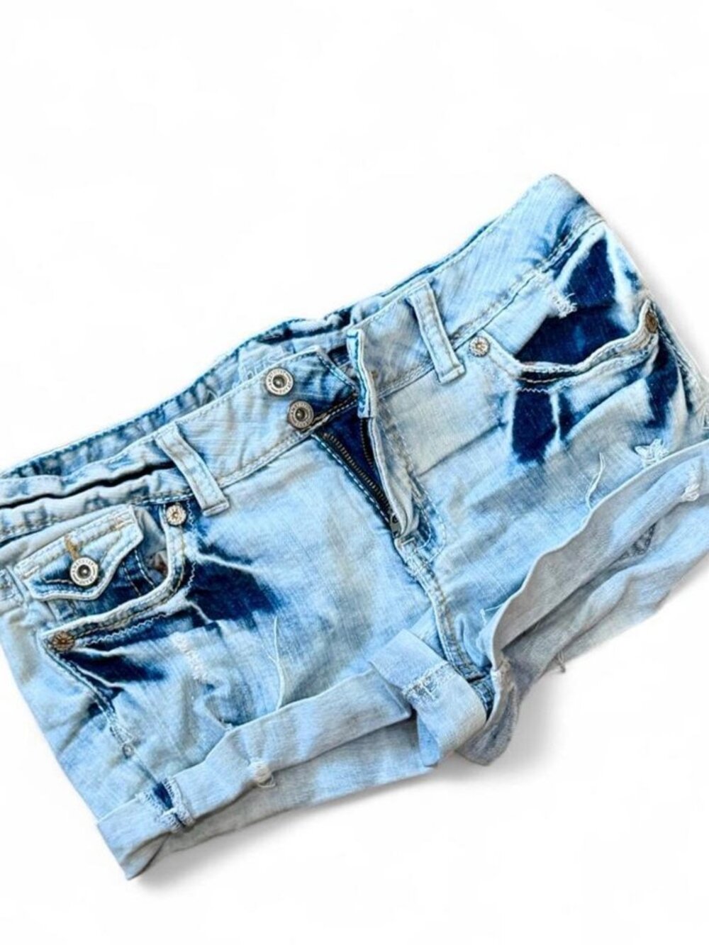 Y2K Low Rise Tie-Dye Denim Shorts by Amethyst Size 9